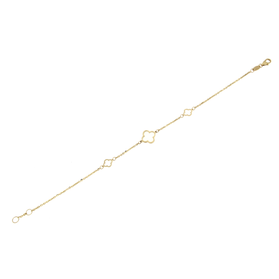 Златна гривна детелинка със седеф-252259