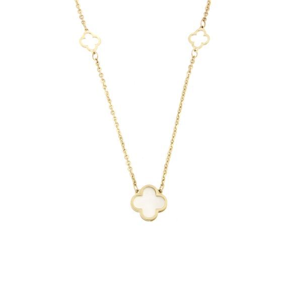 Златно колие детелинки със седеф-252263