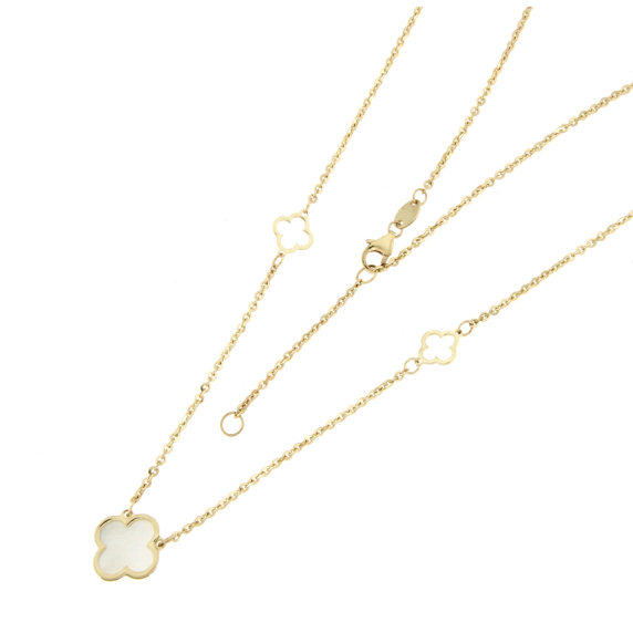 Златно колие детелинки със седеф-252263