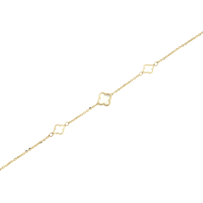 Златна гривна 14к - детелинка със седеф-252251