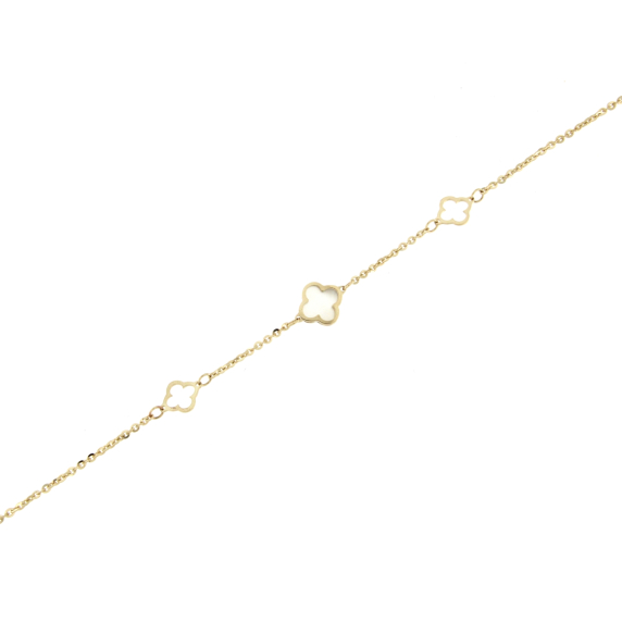 Златна гривна 14к - детелинка със седеф-252251