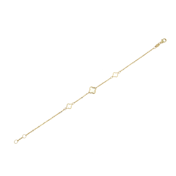 Златна гривна 14к - детелинка със седеф-252251