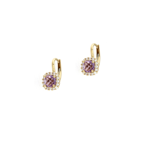 Златни обици с аметист-248552