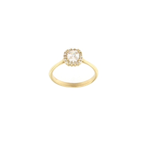 Италиански златен пръстен с камъни циркони-251165