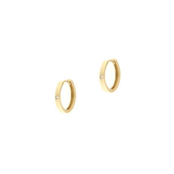 Златни обеци халки с камъни циркони-252574