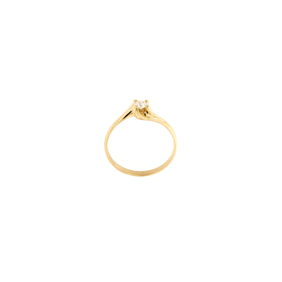 Годежен пръстен с диамант 0.12ct - жълто злато 18к