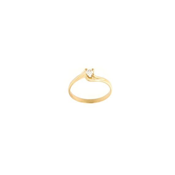 Годежен пръстен с диамант 0.12ct - жълто злато 18к