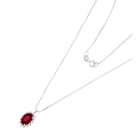 Златно колие с диаманти и рубин 1.39ct