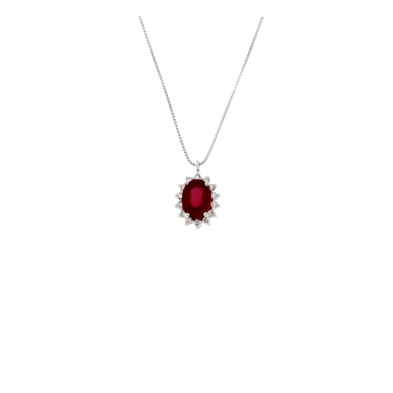 Златно колие с диаманти и рубин 1.39ct