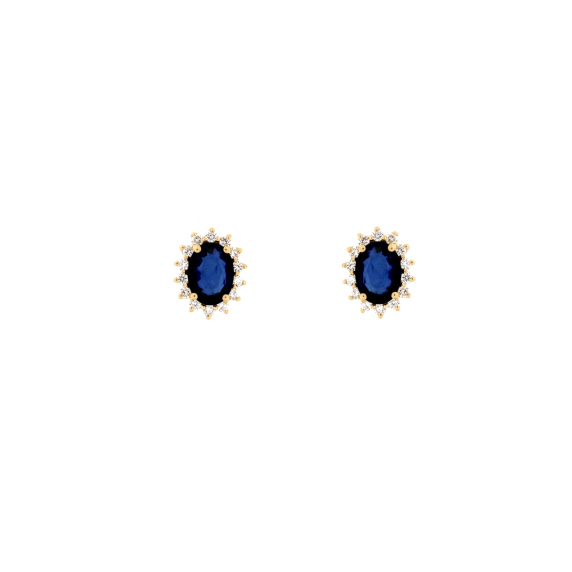 Обеци от жълто злато с диаманти и сапфири 1.73ct.