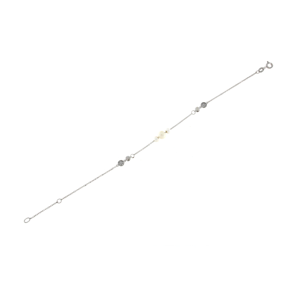 Гривна от бяло злато с перли-253224