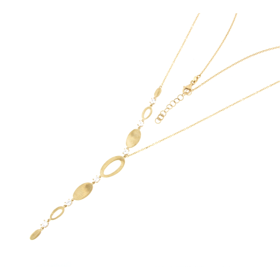 Елегантно златно колие с камъни циркони-249214