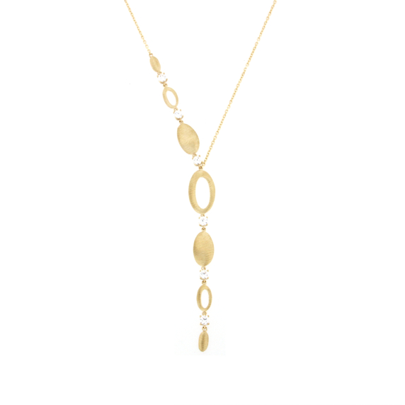 Елегантно златно колие с камъни циркони-249214