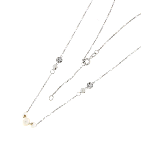 Колие от бяло злато с перли-253225