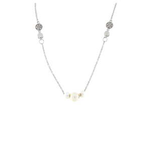 Колие от бяло злато с перли-253225