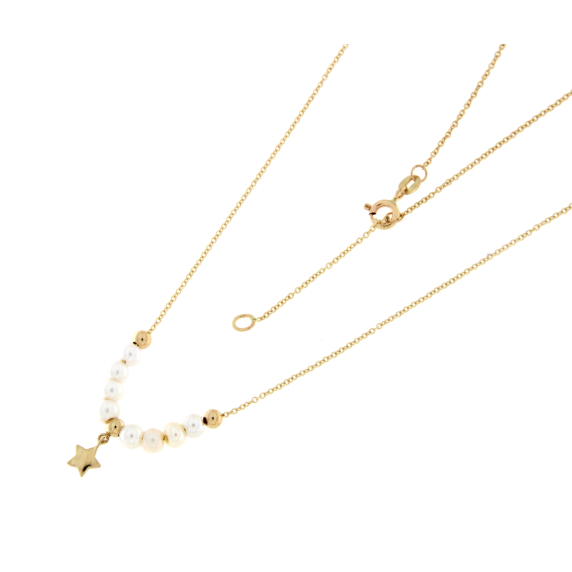 Златно колие звездичка с перли-253233
