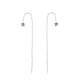 Промушващи се обеци звездички от бяло злато-253246