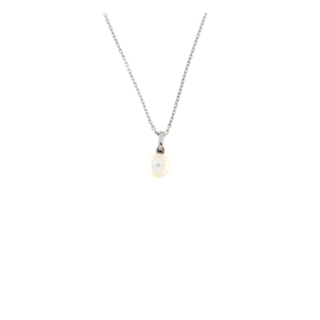 Колие от бяло злато с перла-251574