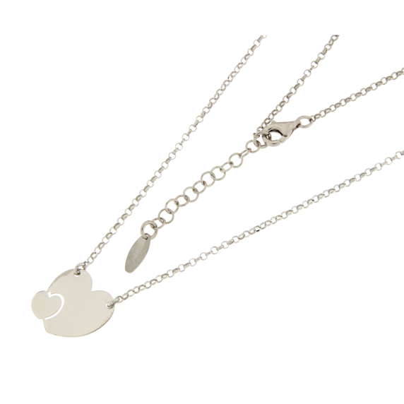 Нежно сребърно колие сърца-130342