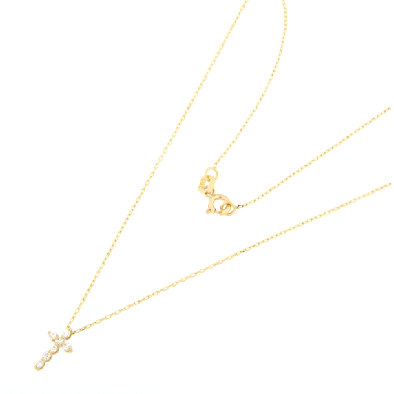 Златен кръст с диаманти 0.10ct-22534156