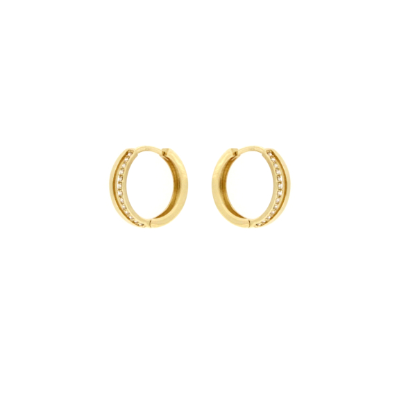 Златни обеци халки с диаманти 0.14 ct