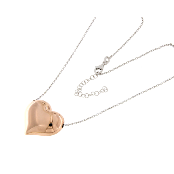 Сребърно колие сърце с розов родий-249135