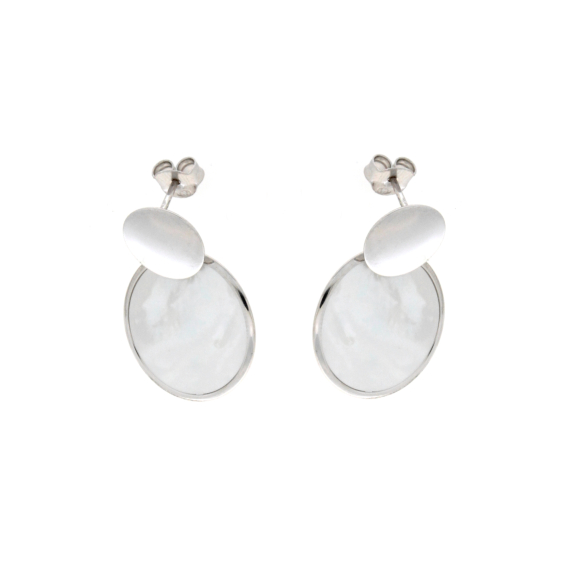 Висящи сребърни кръгове със седеф-249151