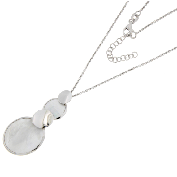 Сребърно колие кръгове със седеф-249164