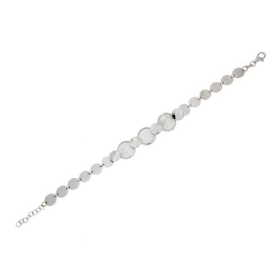 Сребърна гривна кръгове със седеф-249178