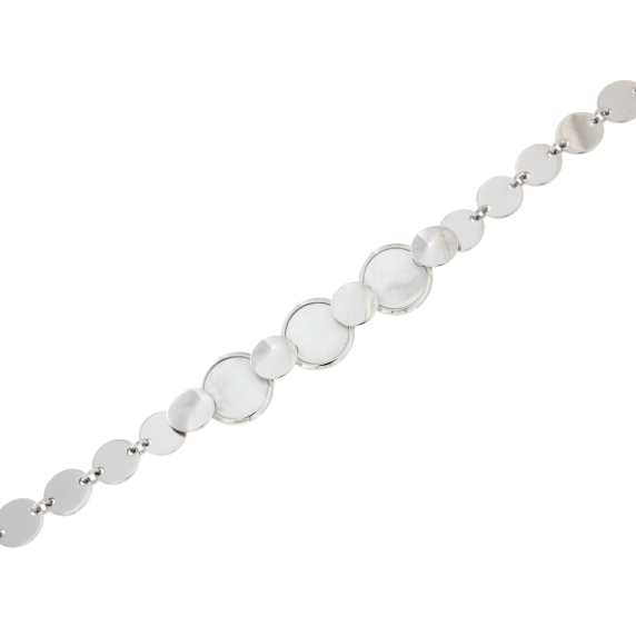 Сребърна гривна кръгове със седеф-249178