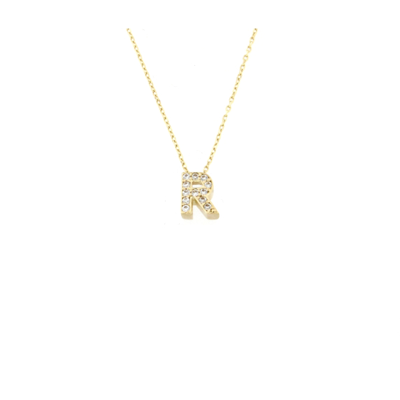 Златно колие с буква R-246261