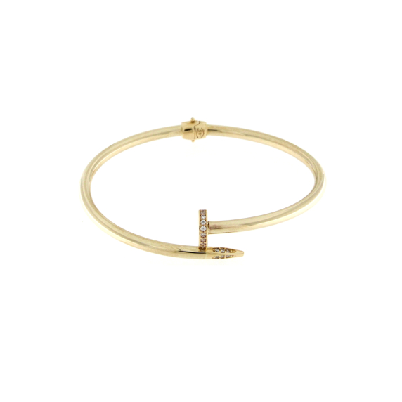 Златна гривна пирон с камъни циркони-252959