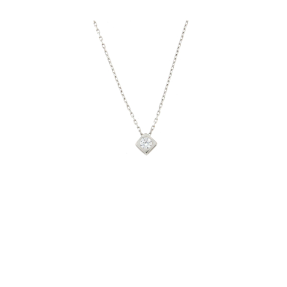Колие от бяло злато с камък циркон-248775