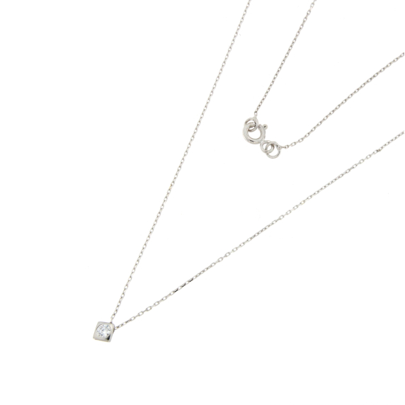 Колие от бяло злато с камък циркон-248775