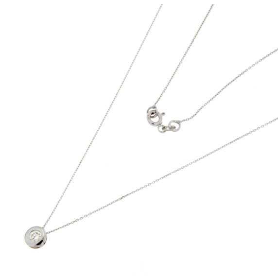 Колие от бяло злато с камък циркон-250162