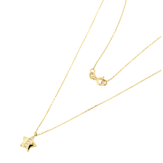 Златно колие 14к - звездичка с циркони-248840