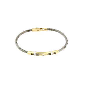 Мъжка гривна жълто злато 14к и стомана-251622