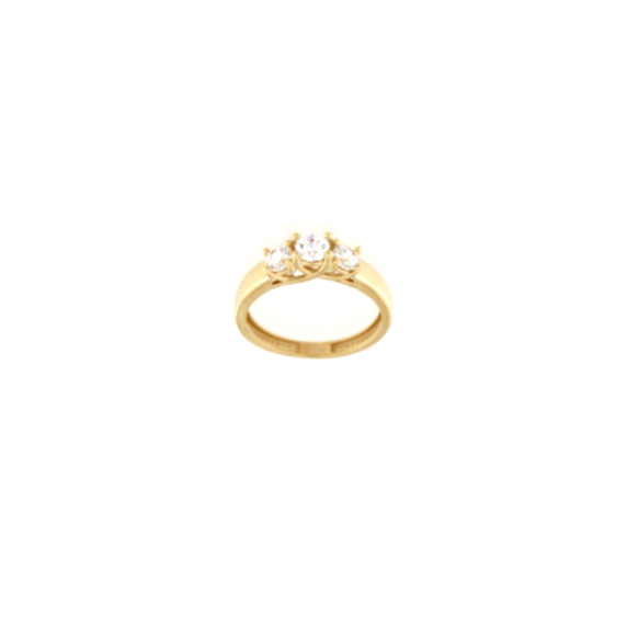 Златен пръстен с камъни циркони-252928